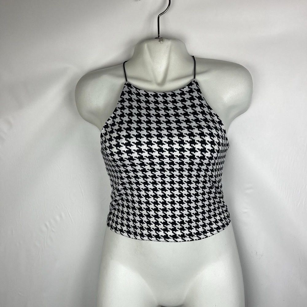 Houndstooth Halter Top - Black & White